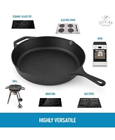 Pre-Seasoned Cast Iron Skillet 12 Inch - Heavy Duty Seasoned Iron Cast Skillet For Indoor & Outdoor Cooking