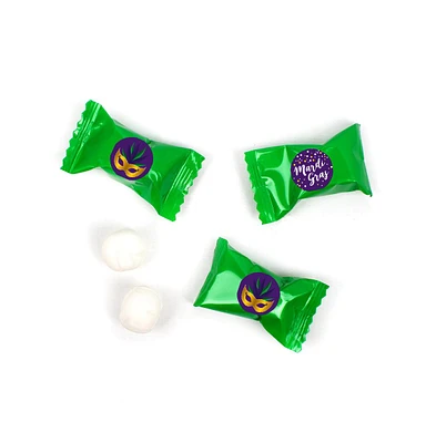 Just Candy Mardi Gras Candy Mints Party Favors Green Individually Wrapped Buttermints - 55 Pcs
