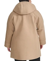 Tommy Hilfiger Plus Size Single-Breasted Hooded Button-Front Coat, Created for Macy's