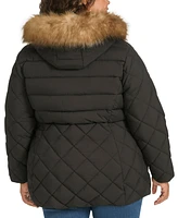 Tommy Hilfiger Plus Faux-Fur-Trim Hooded Puffer Coat, Created for Macy's