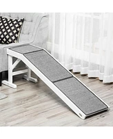 PawHut 60" Pet Ramp for Dogs & Cats with Non-Slip Carpet, White