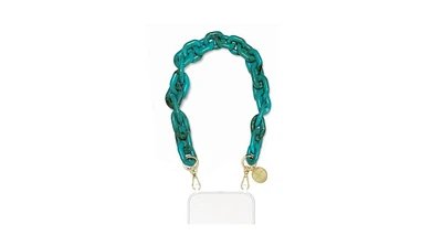 The American Case Turquoise Short Resin Phone Chain with Gold Carabiners