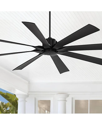 Possini Euro Design 70" Defender Modern Indoor Outdoor Ceiling Fan with Remote Control Matte Black Damp Rated for Patio Exterior House Home Porch Gaze