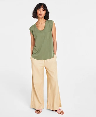 On 34th Women's Scoop-Neck Rolled-Sleeve T-Shirt, Created for Macy's