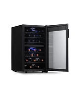 Newair Freestanding 43 Bottle Dual Zone Compressor Wine Fridge in Stainless Steel, Adjustable Racks and Exterior Digital Thermostat