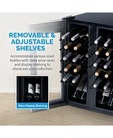 Newair 24 Bottle Wine Cooler Refrigerator, French Door Dual Temperature Zones, Freestanding Wine Fridge with Stainless Steel & Double-Layer Tempered G