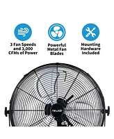 Newair 20" High Velocity Wall Mount Fan, Heavy Duty Waterproof Outdoor Fan, Adjustable Tilt and 3 Speeds up to 4650 Cfm, Pull Chain Switch | Wall Fan