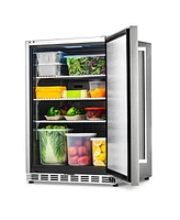 Newair 24" 5.3 Cu. Ft. Commercial Stainless Steel Built-in Beverage Refrigerator, Steel Interior, Weatherproof and Outdoor Rated