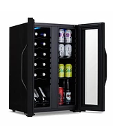 Newair Shadow Series Wine Cooler Refrigerator 12 Bottle & 39 Can Dual Temperature Zones, Freestanding Mirrored Wine and Beverage Fridge with Double-La