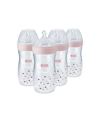 Nuk Simply Natural Baby Bottles, 9 Oz, 4 Pack, Pink Hearts