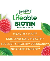 Lifeable Biotin 10,000 mcg Gummies - Hair And Nail Growth - Great Tasting Natural Flavor, Dietary Supplement Vitamins - 60 Gummies