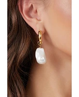 Unique Asymmetrical Rope Chain Baroque Pearl Drop Earrings