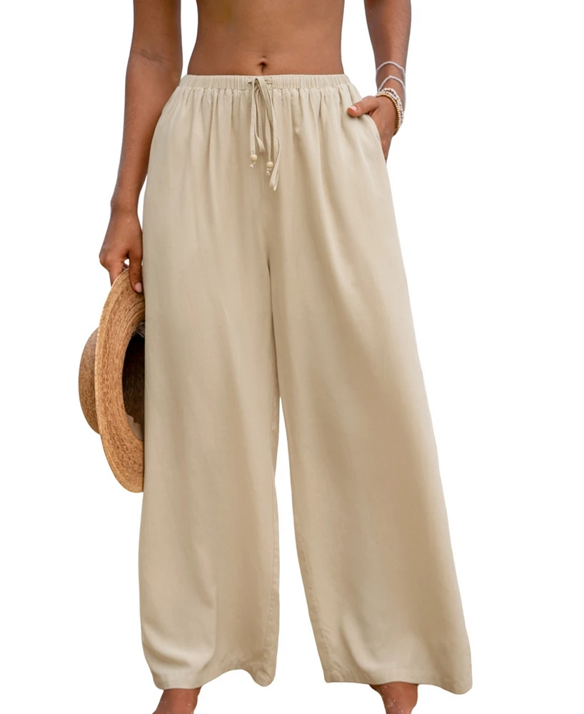 Cupshe Women's Khaki Loose Straight Leg Drawstring Pants