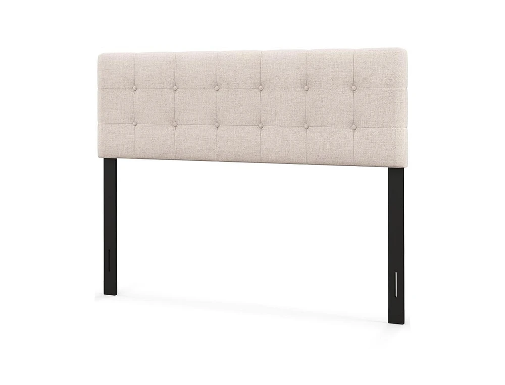 Slickblue Linen Upholstered Headboard with Solid Rubber Wood Legs