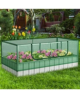 Slickblue Galvanized Raised Garden Bed with Greenhouse Cover