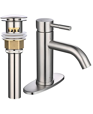 Aquaterior Single Handle Bathroom Vessel Faucet Basin Tap with Pop-up Drain