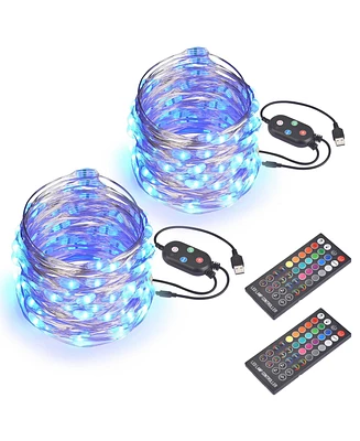 Yescom 2 Packs 33FT Led String Lights 100 Led Rgb Lights 20 Colors with Remote & Bluetooth Fairy Light for Party Garden