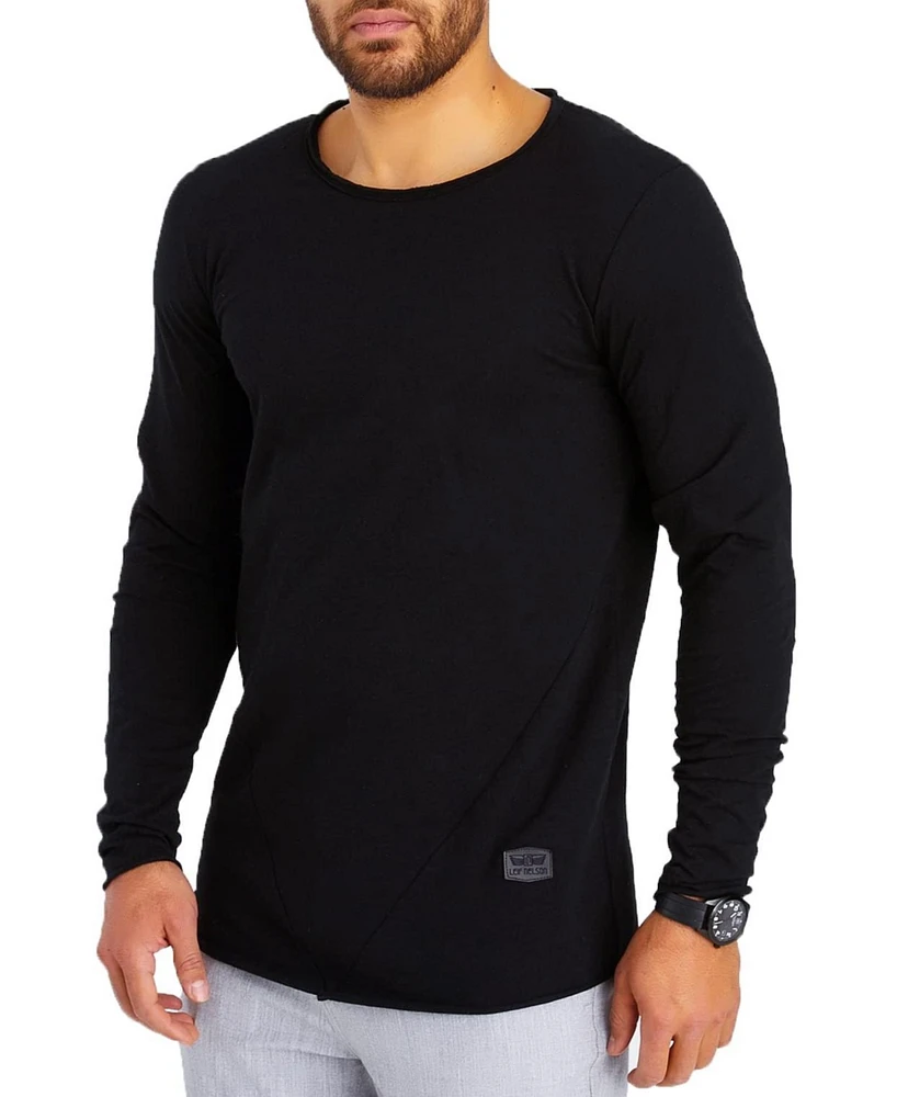 Leif Nelson Men's Slim Fit CrewNeck Long T-Shirt | Classic Stylish Longsleeve Round Neck