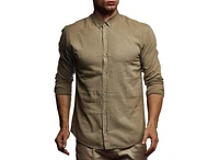 Leif Nelson Men's Short-Sleeved-Shirt, Summer-t-Shirt, Stand-up Collar, Cotton Men's Casual-Shirt, Slim fit, Short-Sleeved-Shirt, Basic-Shirt, Leisure