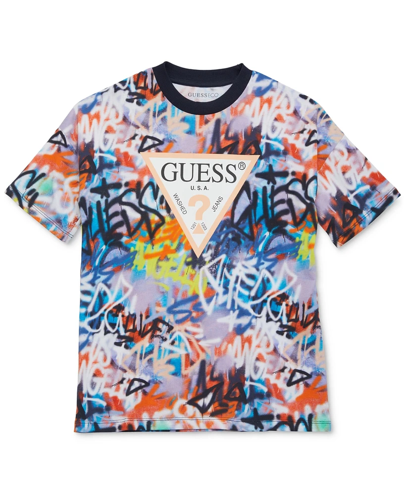 Guess Big Boys Short-Sleeve Cotton Printed Logo Graphic T-Shirt 