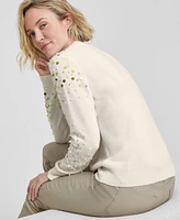 Charter Club Women's Cashmere Sequin Embellished Crewneck Sweater, Created for Macy's