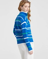 Charter Club Women's Cashmere Striped Half-Zip Sweater, Created for Macy's