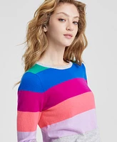 Charter Club Women's 100% Cashmere Striped Crewneck Sweater, Regular & Petites, Created for Macy's