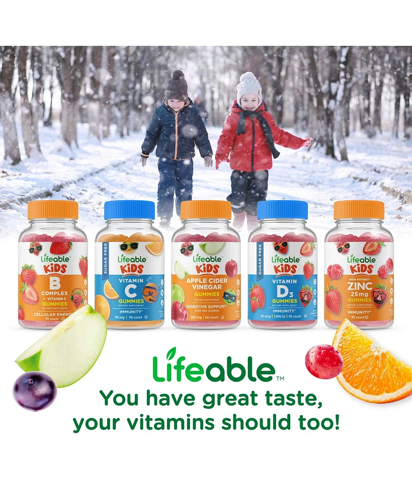 Lifeable Immune Support for Kids w/ Elderberry, Vitamin C and Zinc Gummies - Immune Health And Antioxidant - Dietary Supplement Vitamins