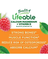 Lifeable Calcium Magnesium and Vitamin D Gummies - Bones, Muscles, Nerves - Great Tasting Natural Flavor, Dietary Supplement Vitamins - 90 Gummies