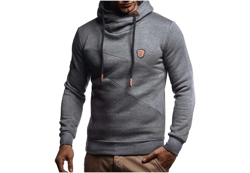 Leif Nelson Men's BodyFit Hooded Sweater | Modern Stylish Longsleeve Pullover Sweater | Anthracite | S-Size