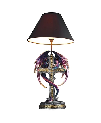 Fc Design 24.5"H Purple/Blue Dragon Embracing Cross Table Lamp Home Decor Perfect Gift for House Warming, Holidays and Birthdays