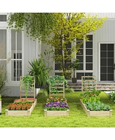 Slickblue Raised Garden Bed with Planter Box and Trellis-Natural