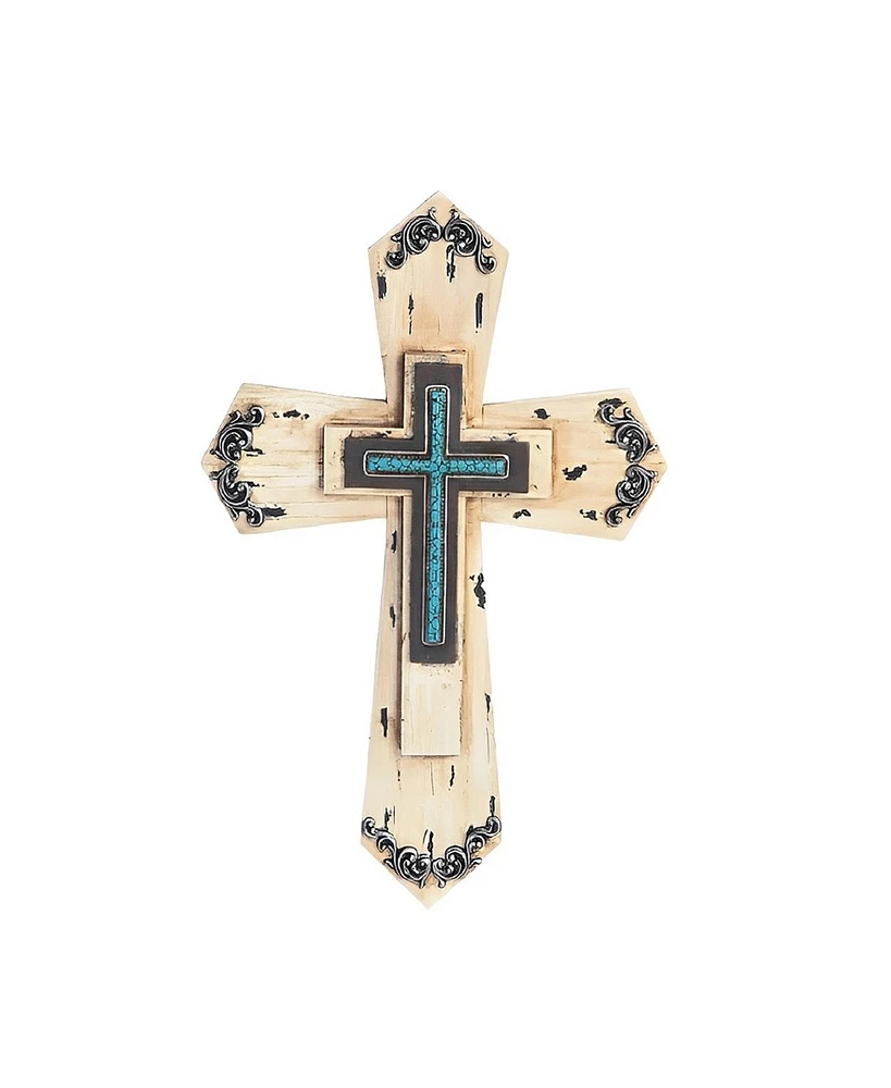 Fc Design 15.75"H Beige Wooden Cross Wall Plaque Decor Home Decor Perfect Gift for House Warming, Holidays and Birthdays