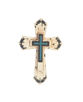 Fc Design 15.75"H Beige Wooden Cross Wall Plaque Decor Home Decor Perfect Gift for House Warming, Holidays and Birthdays