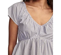 Lucky Brand Women's Cotton Laced-Back Babydoll Top