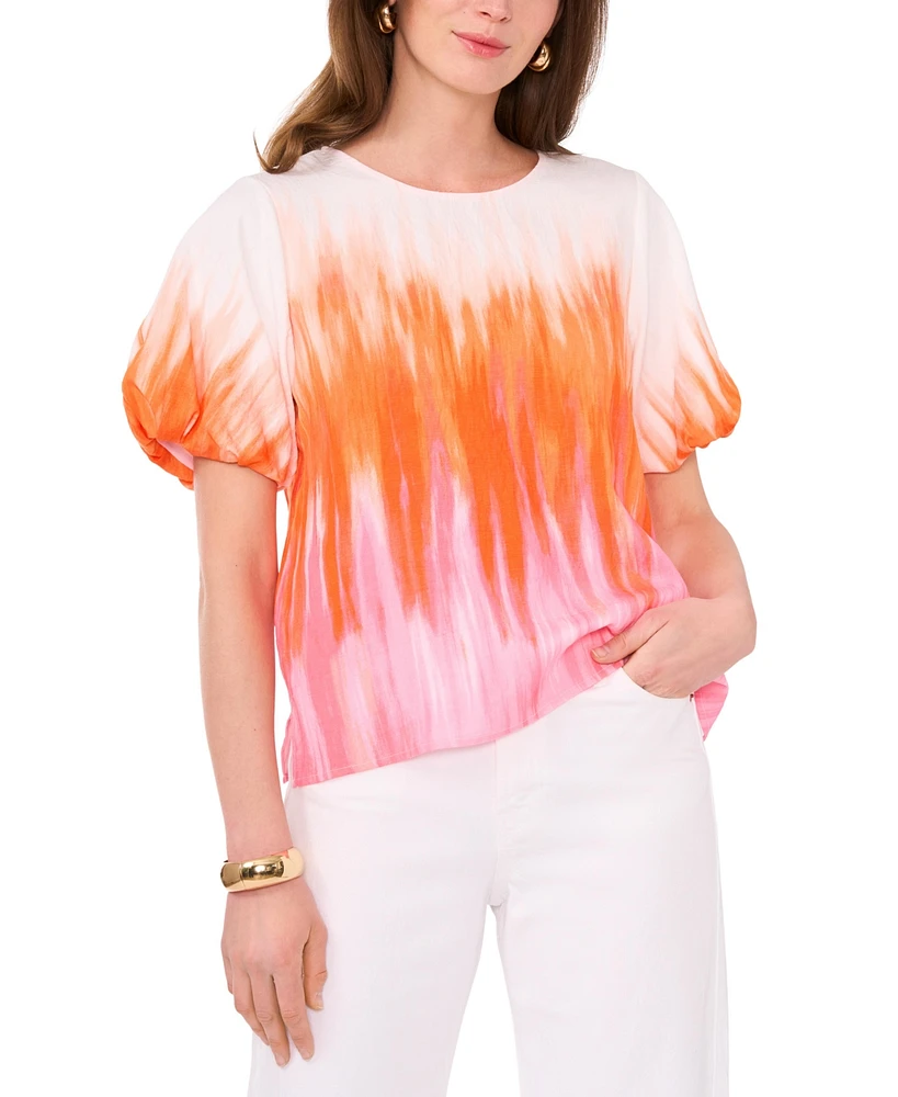 Vince Camuto Women's Tie-Dye Puff-Sleeve Top