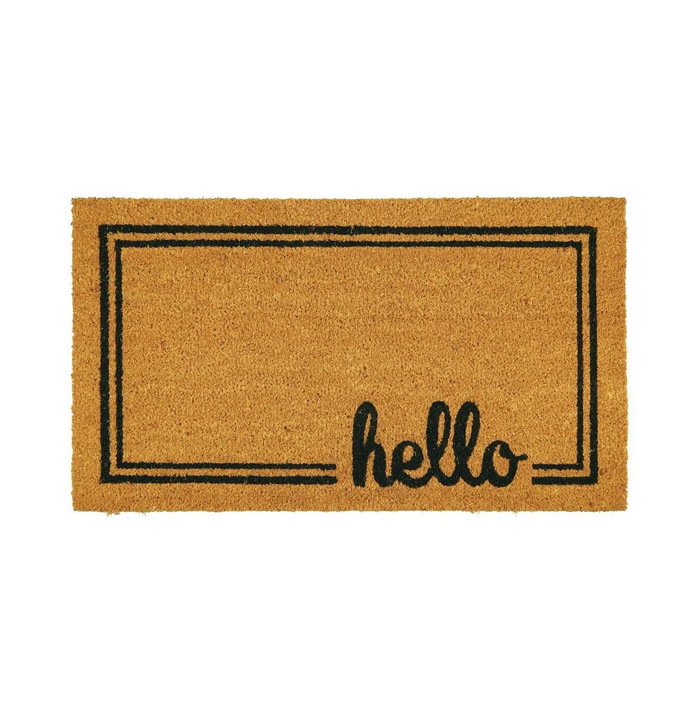 mDesign Entryway Doormat with Natural Fibers Decorative Script