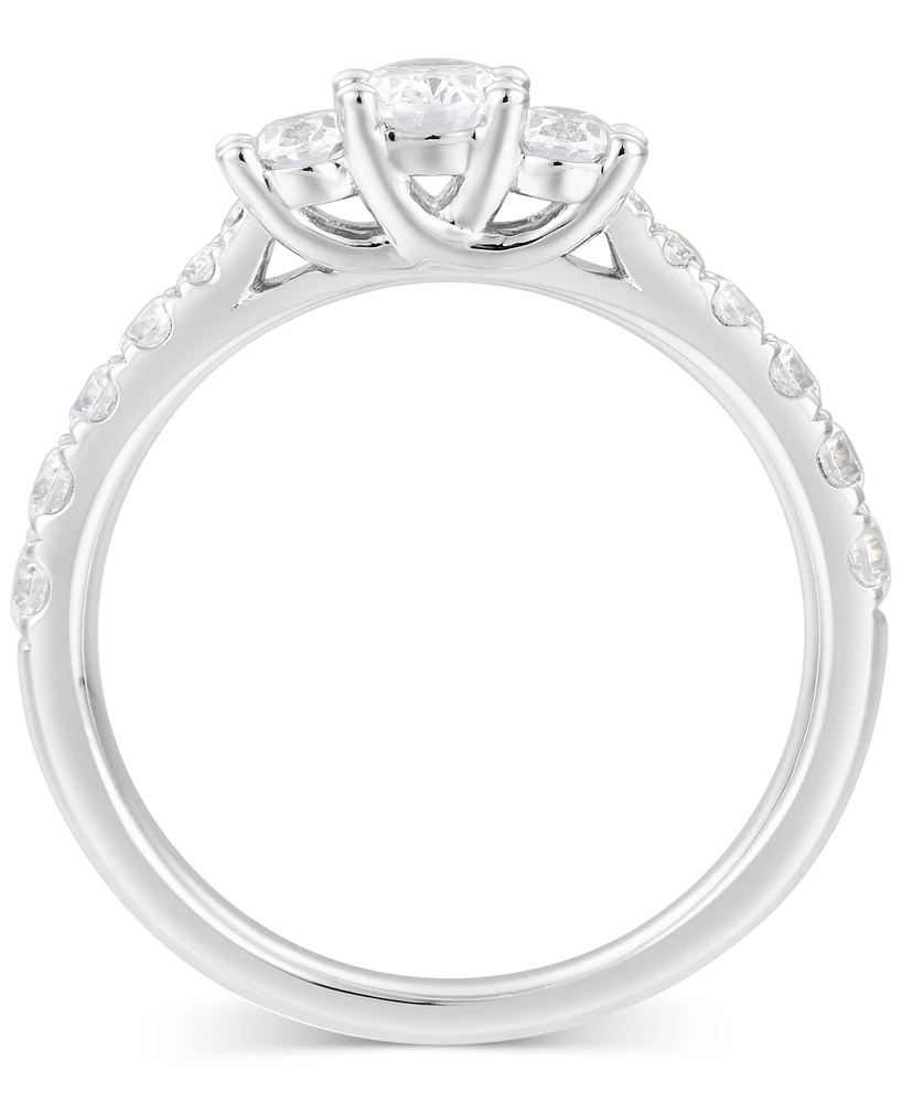 Diamond Oval Three Stone Engagement Ring (1 ct. t.w.) in 14k White Gold