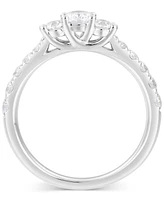 Diamond Oval Three Stone Engagement Ring (1 ct. t.w.) in 14k White Gold