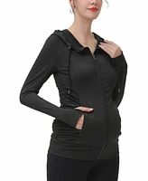 kimi + kai Maternity Essential Ruched Hooded Active Jacket