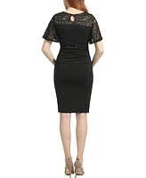 kimi + kai Maternity Lace Accent Midi Dress