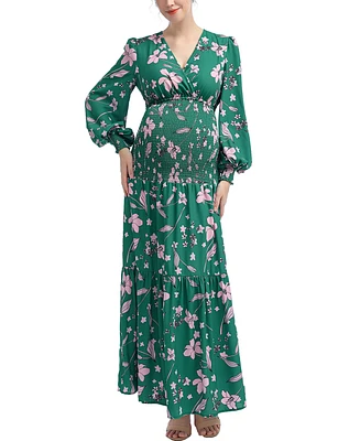 kimi + kai Maternity Floral Print Smocked Maxi Dress