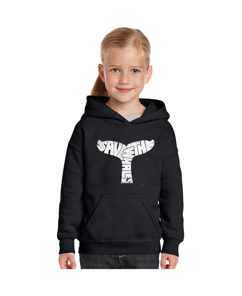 La Pop Art Girls Word Hooded Sweatshirt - Save The Whales