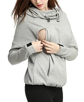 kimi + kai Maternity Cowl Neck Nursing Hoodie Sweatshirt