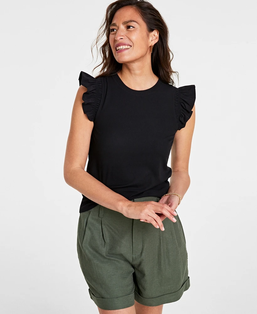 On 34th Women's Ruffle-Sleeve Knit Top, Created for Macy's
