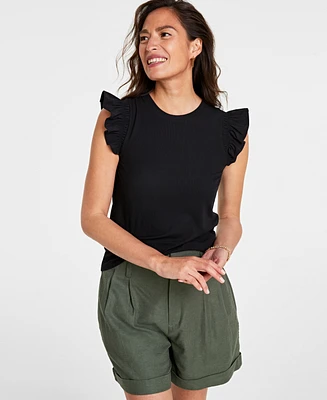 On 34th Women's Ruffle-Sleeve Knit Top, Created for Macy's