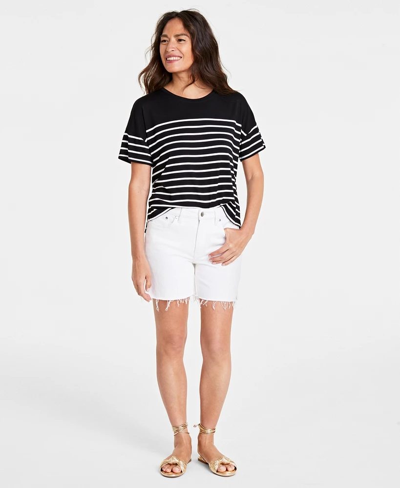 On 34th Women's Boat-Neck Dropped-Shoulder Knit Top, Created for Macy's