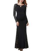 kimi + kai Maternity Lace Trim Mermaid Maxi Dress