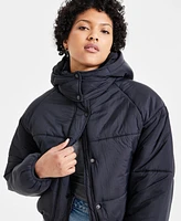 CoffeeShop Juniors' Cropped Hooded Puffer Coat