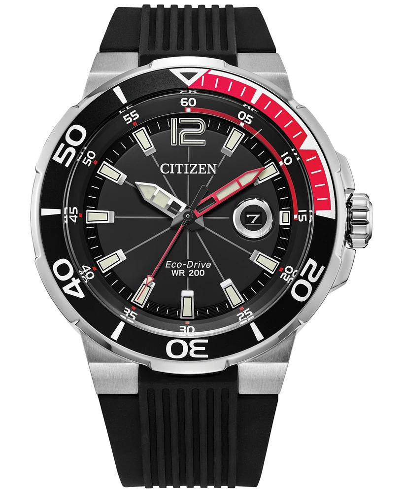 Citizen Eco-Drive Men's Black Polyurethane Strap Watch 46mm